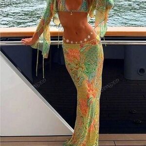 Colorful 4 pc Bikini Set with Cover-Up
